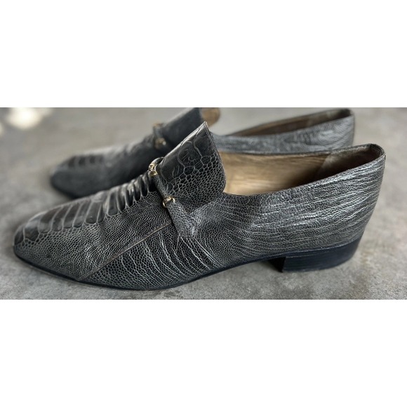 Moreschi Ostrich Leather Loafers Made In Italy Men's Size 13 - Picture 4 of 16
